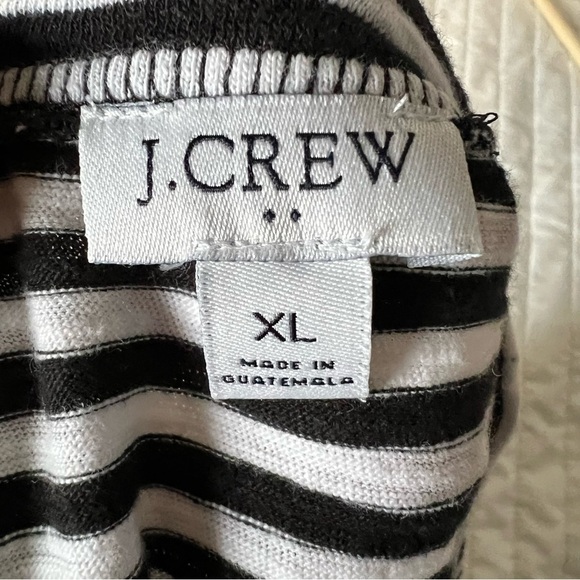 J Crew Factory Short Sleeve Black and White Striped Cotton Dress with Tie Front - Picture 3 of 7